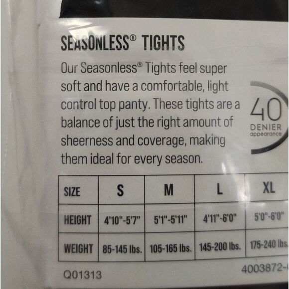 L'eggs Seasonless Tights Black size Medium NWT Leggs - Picture 7 of 8